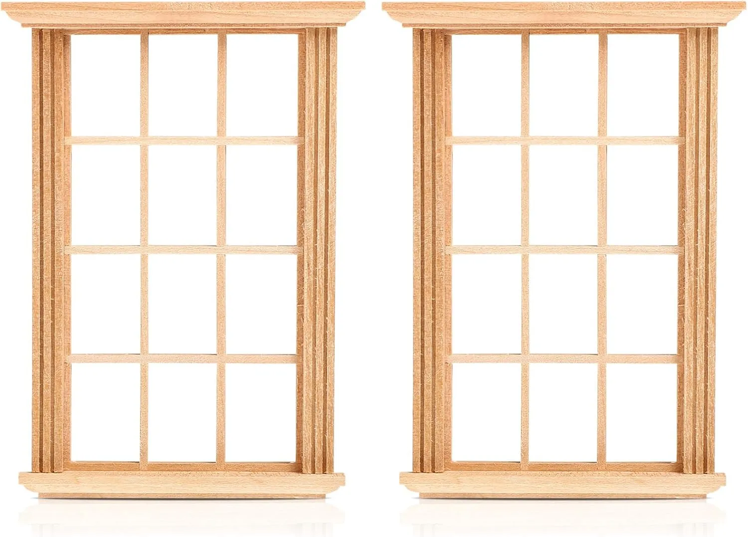 YARNOW 6 Pcs Wood Dollhouse Window Frames 1 12 Scale, Miniature Dollhouse Furniture, Ideal for DIY Bedroom Accessories