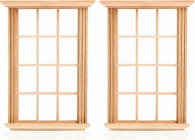 YARNOW 8 Pcs Mini Dollhouse Windows 1/12 Scale - Wooden Window Frames for Crafts DIY Doll House Decoration - Miniature Dollhouse Furniture Accessories