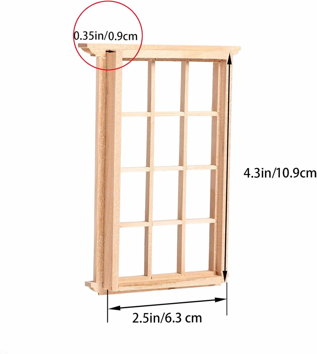 YARNOW 8 Pcs Mini Dollhouse Windows 1/12 Scale - Wooden Window Frames for Crafts DIY Doll House Decoration - Miniature Dollhouse Furniture Accessories