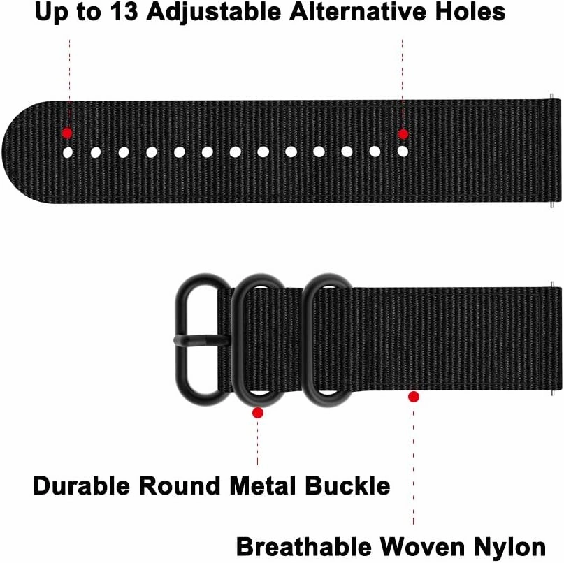YEEJOK Vivoactive 5/3 Watch Bands Replacement, 20mm Nylon Watch Strap  Metal Watch Band Compatible for Garmin Venu/Garmin Vivoactive 3 Music/Forerunner 645/245 Smartwatch