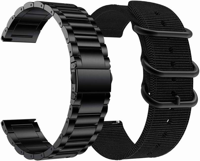 YEEJOK Vivoactive 5/3 Watch Bands Replacement, 20mm Nylon Watch Strap  Metal Watch Band Compatible for Garmin Venu/Garmin Vivoactive 3 Music/Forerunner 645/245 Smartwatch