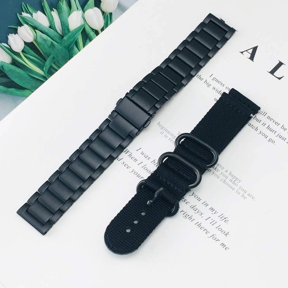 YEEJOK Vivoactive 5/3 Watch Bands Replacement, 20mm Nylon Watch Strap  Metal Watch Band Compatible for Garmin Venu/Garmin Vivoactive 3 Music/Forerunner 645/245 Smartwatch
