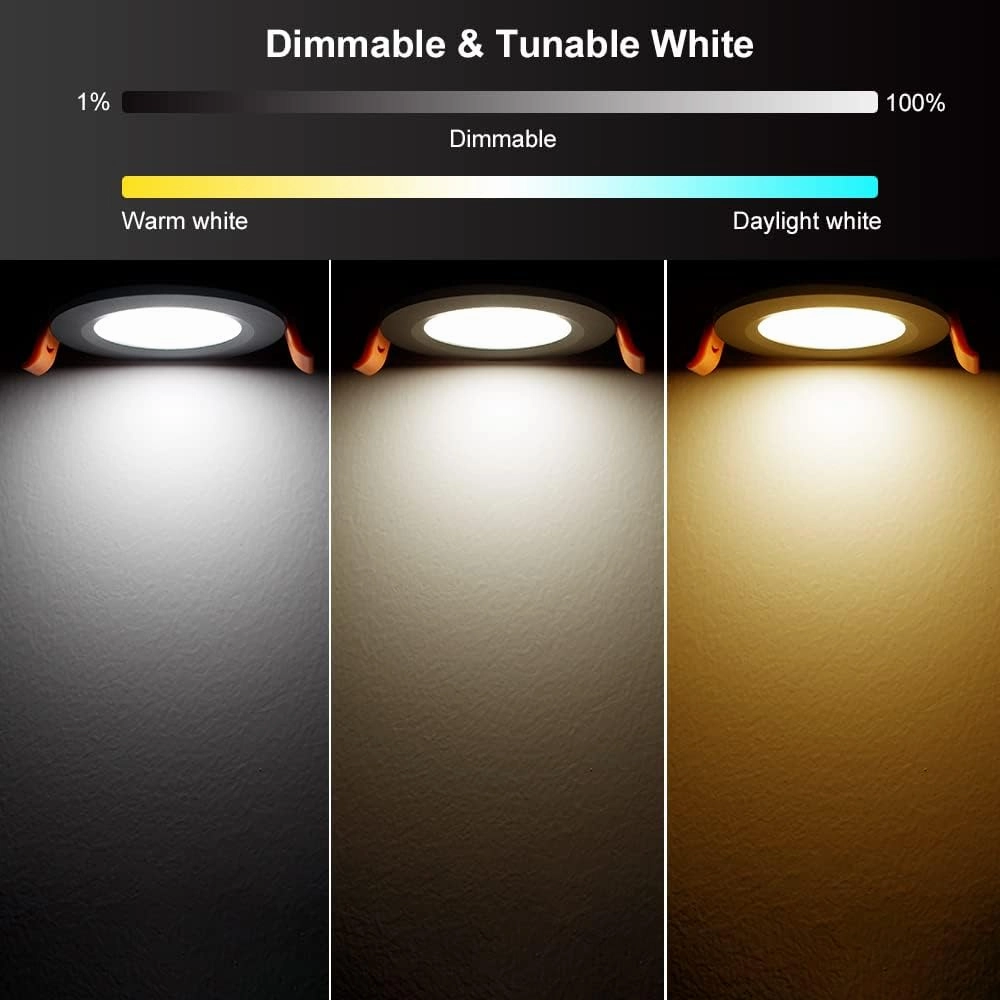 YGS-Tech Smart 2 Inch Recessed Lighting, WiFi LED Downlight 5W 120V, Compatible with Alexa and Google Home, Dimmable RGB & CCT 2700-6500K, Black Trim, LED Ceiling Light with Driver (10 Pack)