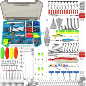 YOTO Surf Fishing Tackle Kit - 170pcs: Complete Ocean Saltwater Gear with Pompano Rig, Lures, Sinkers, Hooks, Swivels, and Accessories for Surf, Casting Fishing Techniques