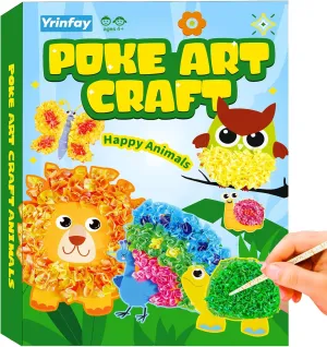 Yrinfay Poke Arts and Crafts kit for Kids, DIY 8 Animals Like Lion, Owl, Peafowl, Ladybug, Mess Free Sewing Art Toys for Girl 6-8 8-12, Gifts for Boys & Girls Ages 6 7 8 9 10 11 12 Years Old