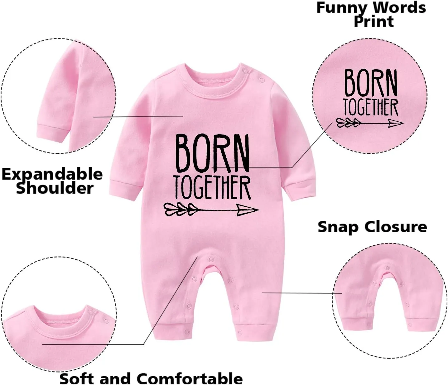 YSCULBUTOL Baby Twins Bodysuit with hat Born Together Friend Forever Baby boy Clothes Toddler Girl Clothes