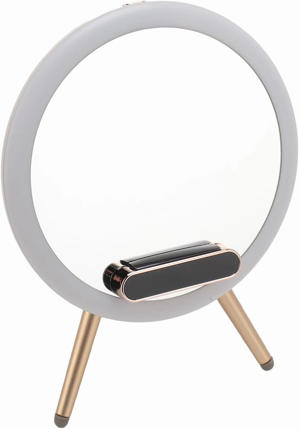 Yunseity Makeup Speaker Mirror, Multifunctional AI Smart Vanity Mirror with Charging Phone Stand, Timer and Speaker for Bedroom, Makeup Shops, Flats and Dormitories
