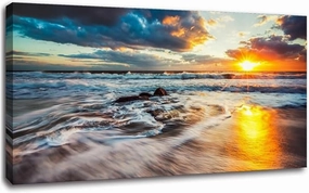 Yxbhhym-Beach Decor Ocean Canvas Wall Art Bedroom Sunset Seascape Pictures Sunrise Painting Poster Sea Waves Print scenery Wall Decoration Framed Ocean Artwork for Wall Art living Room Décor