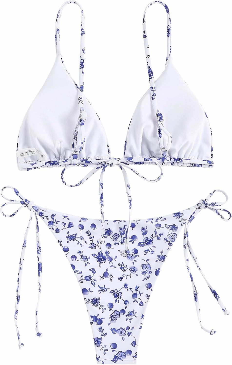 ZAFUL Women's Sexy Triangle Bikini Set Cami String Swimwear Texture High Cut Thong Swimsuit Cheeky Two Piece Bathing Suit