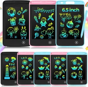 Zhehao 8 Pcs LCD Writing Tablet 6.5 Inch Colorful Drawing Board Educational Kids Doodle Pad for Aged 3-6 Girls Boys Office Gifts(Black, Pink, Blue)