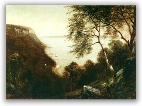 ZHPLIX David Johnson Art Prints Famous Oil Painting View of Palisades, Hudson River Giclee Print On Canvas Canvas Wall Art Picture Reproduction Wall Decor 55x77cm Frameless