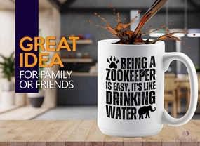 Zookeeper Coffee Mug 15oz White - Drinking Water - Zoologist Zoological Monkey Explorer Zoology Park Jungle Reptile Zoo Crew Worker