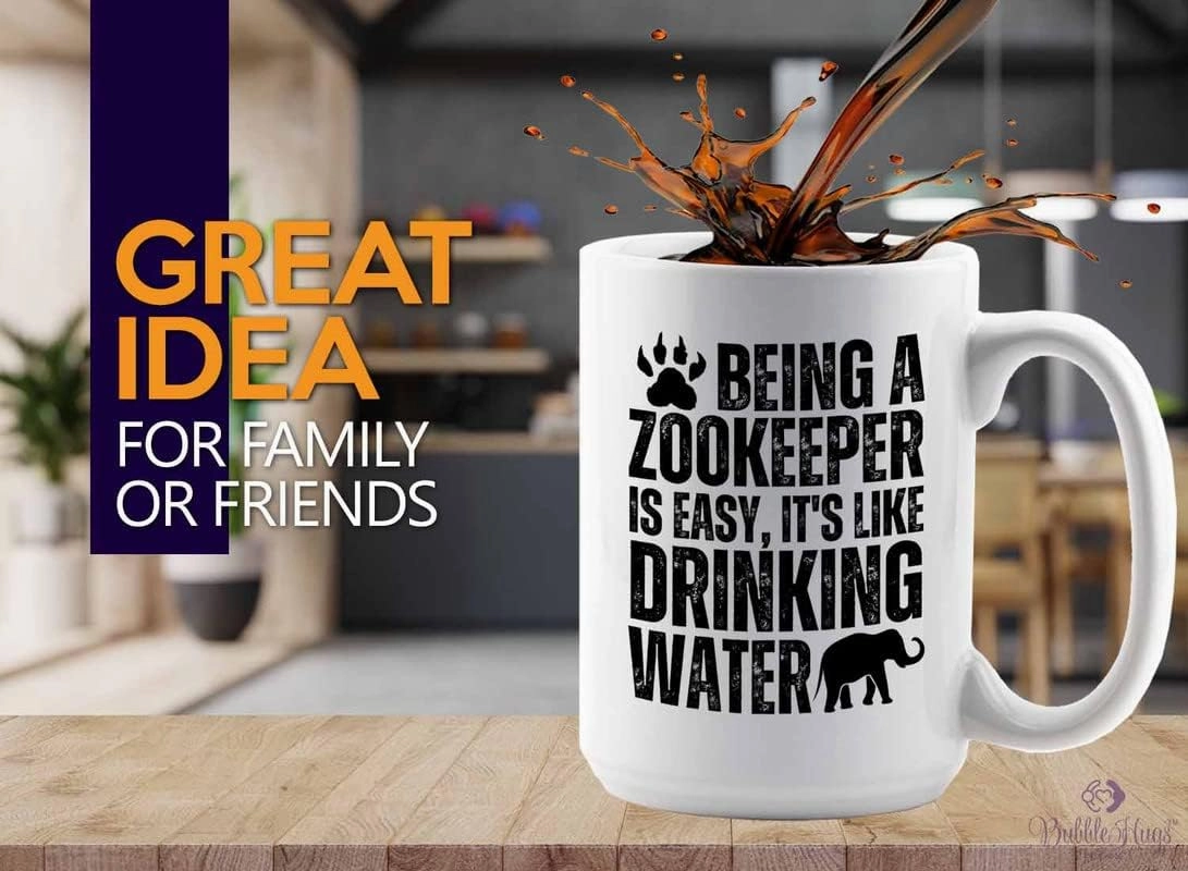 Zookeeper Coffee Mug 15oz White - Drinking Water - Zoologist Zoological Monkey Explorer Zoology Park Jungle Reptile Zoo Crew Worker