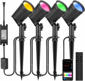 ZYAN 4 Pack 24W Smart Landscape Lights, Color Changing, Compatible with Alexa